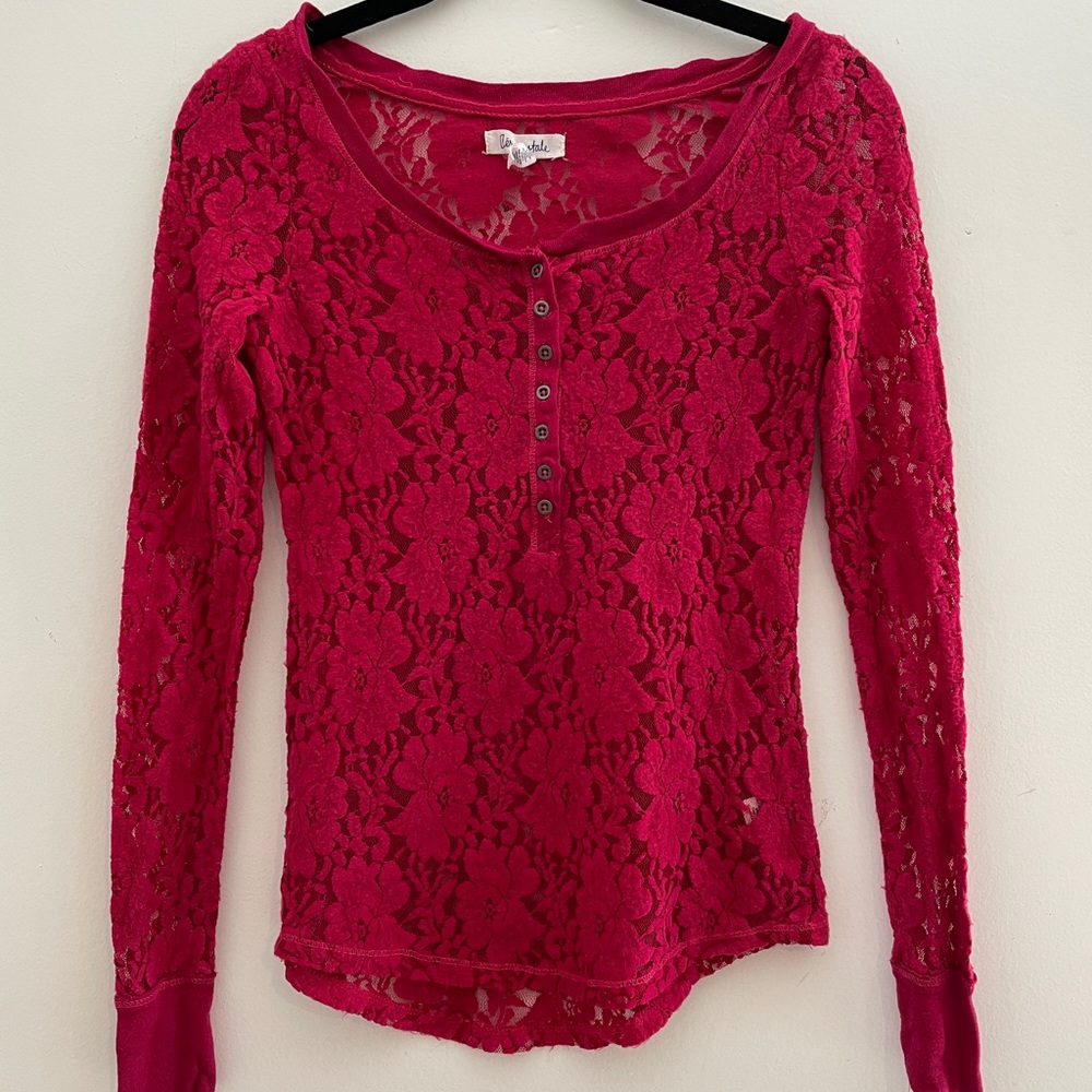 Aeropostale Hot Pink Lace Top